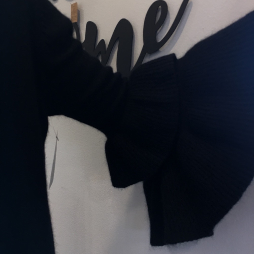 NWT black open cardigan sweater with ruffle sleeve - Picture 5 of 8